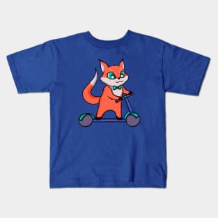 Fox On A Scooter Kids T-Shirt